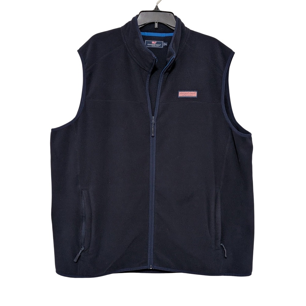 Vineyard Vines Men's Fleece Vest Navy Blue Full Zip Size XXL